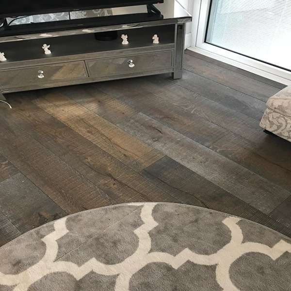 ARUBA Smoked Grey stained Uv oiled with Bandsawn Finish Flooring