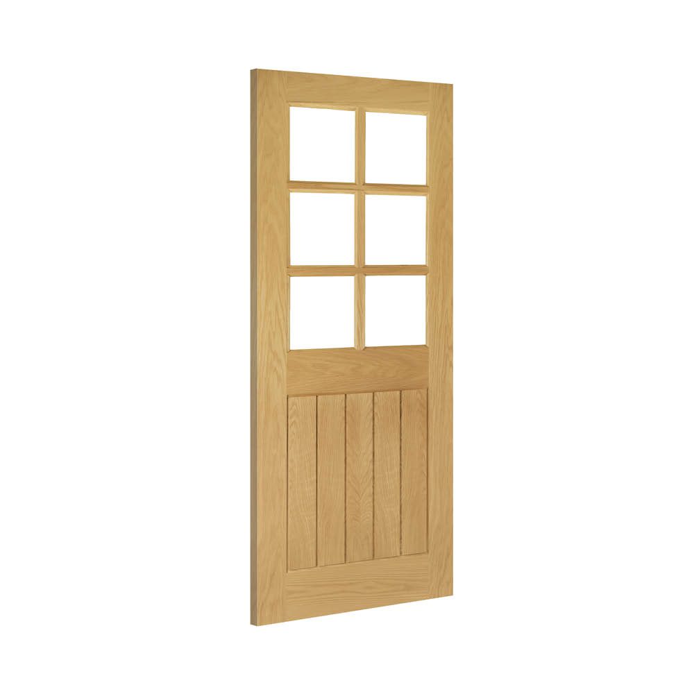 Ely Unfinished Oak 6L Glazed Interior Door