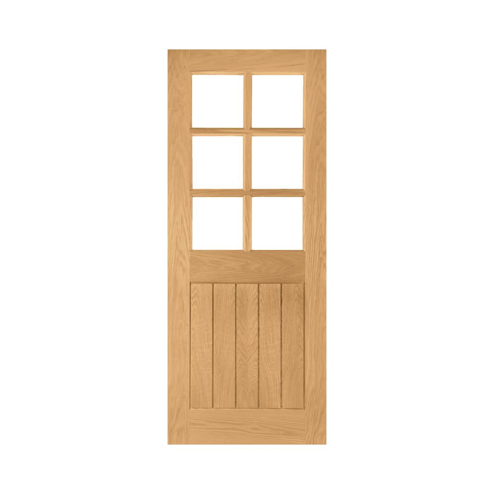 Ely Unfinished Oak 6L Glazed Interior Door