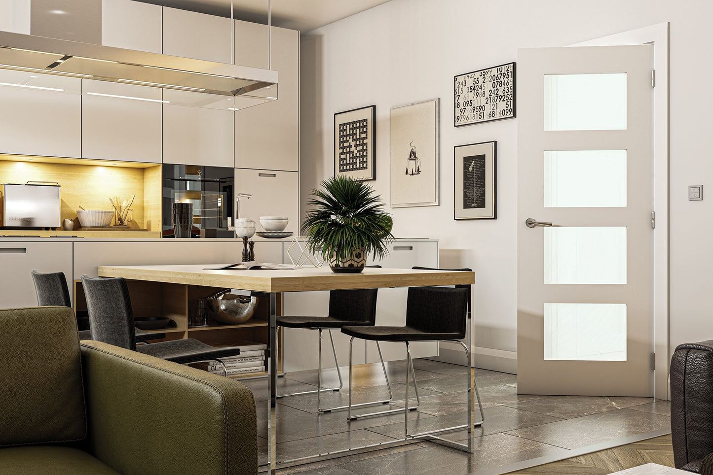 Coventry White Primed Glazed Interior Fire Door