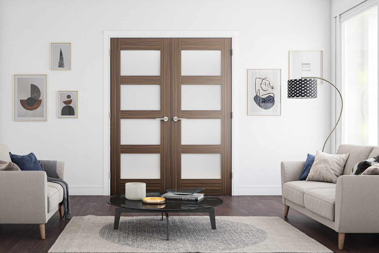 Coventry Prefinished Walnut Frosted Glazed Interior Door