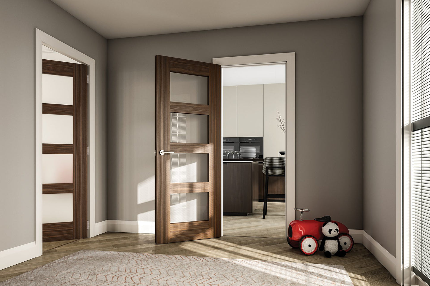 Coventry Prefinished Walnut Glazed Interior Door