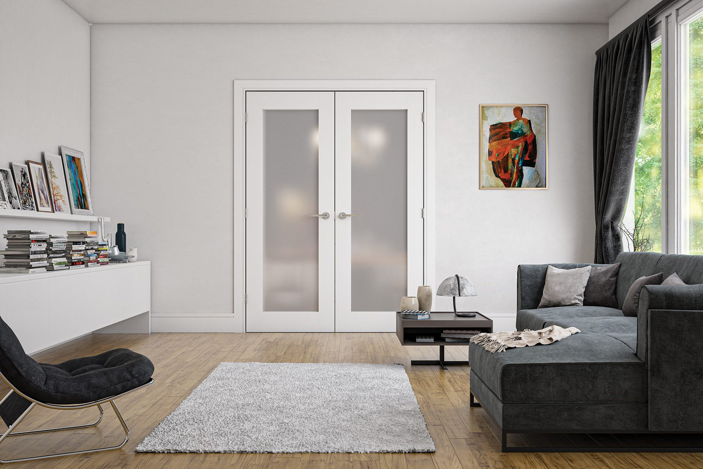 Denver White Primed Frosted Glazed Interior Door