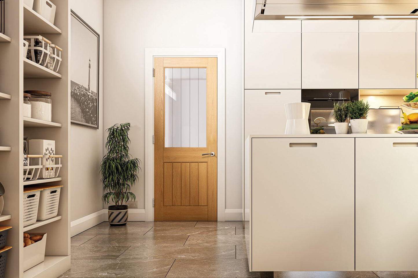 Ely Unfinished Oak 2 Panel Glazed Interior Door