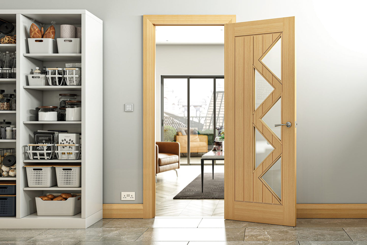 Ely Prefinished Oak 5L Glazed Interior Door