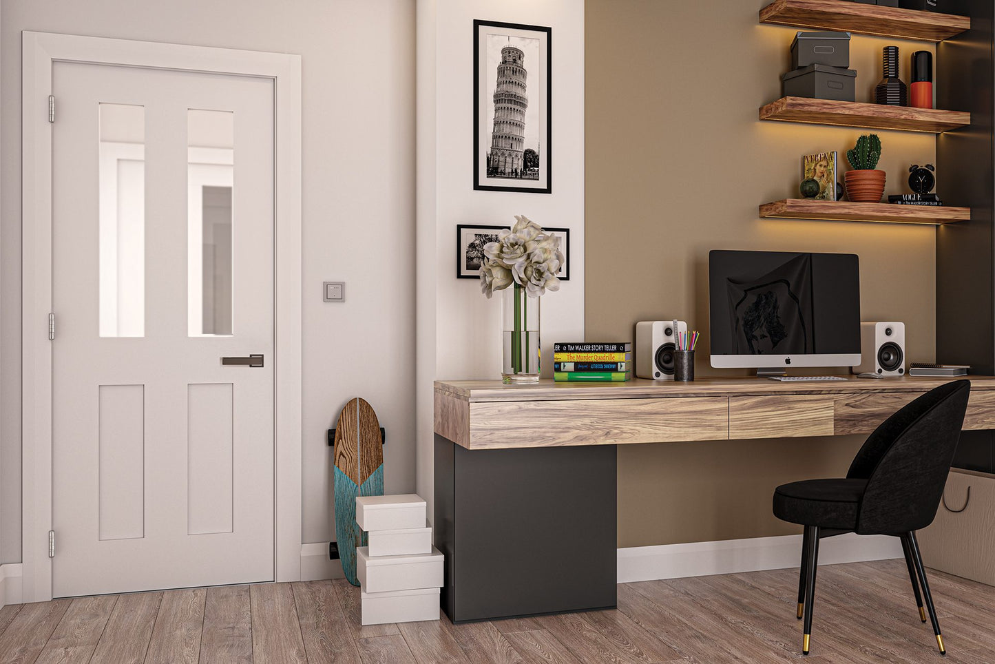 Eton White Primed Glazed Interior Door