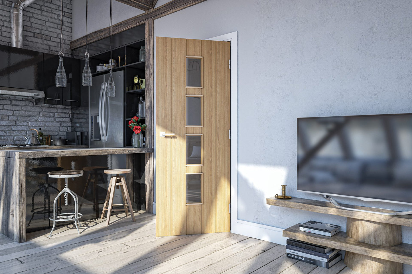 Galway Unfinished Oak Glazed Interior Door