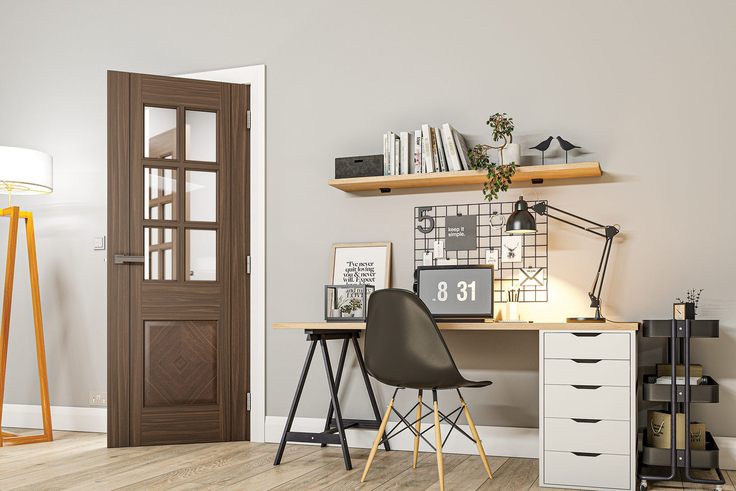 Kensington Prefinished Walnut Glazed Interior Door