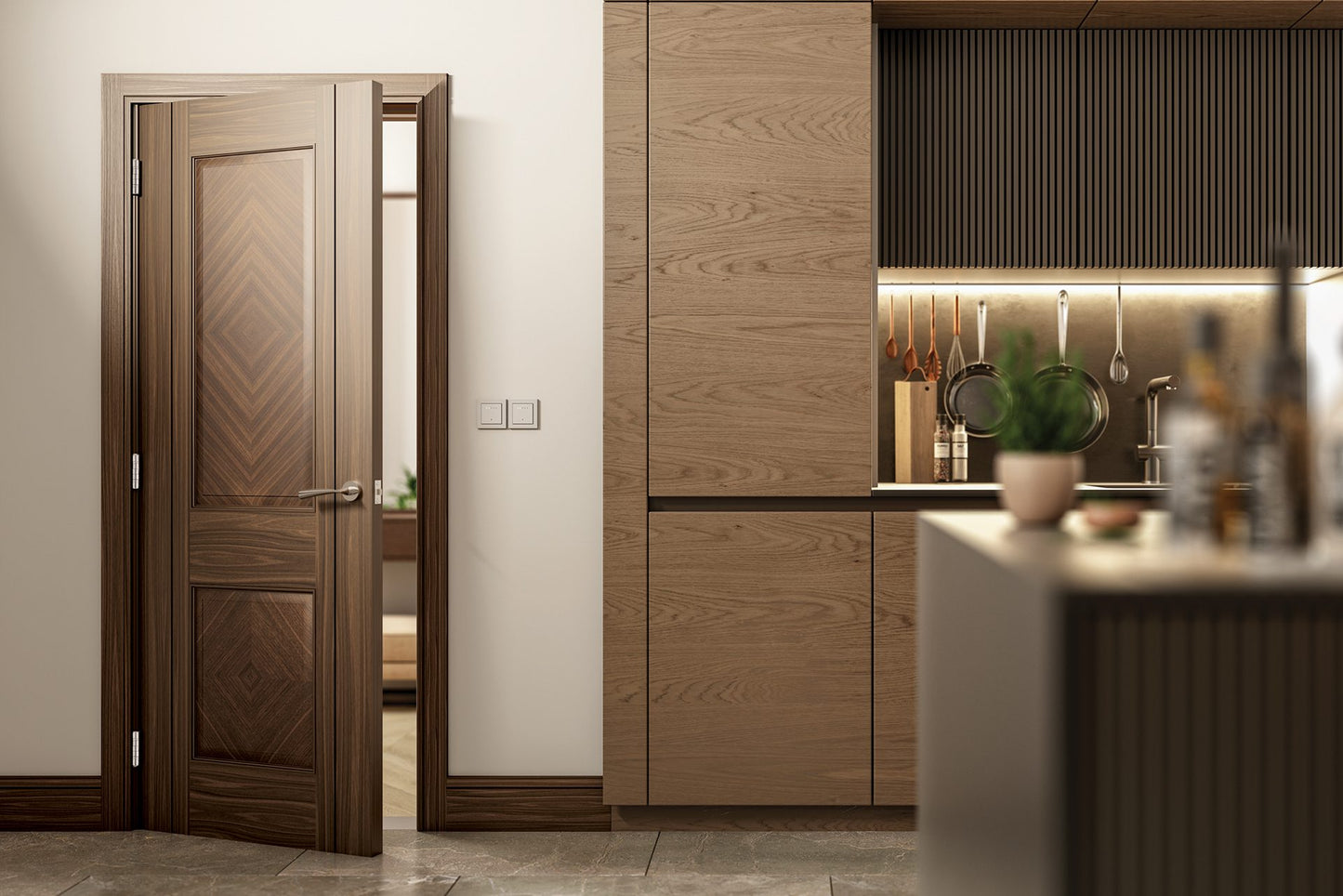 Kensington Prefinished Walnut Fire Door