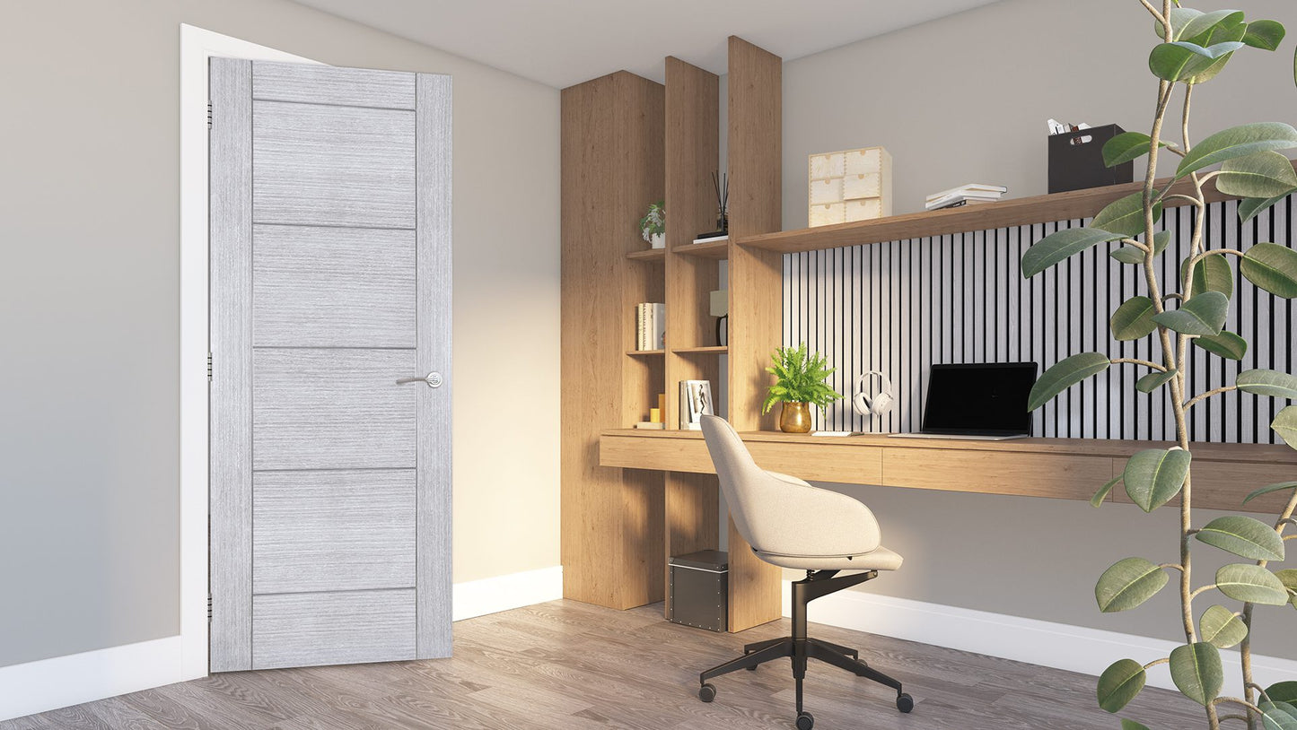 Montreal Prefinished Light Grey Ash Fire Door