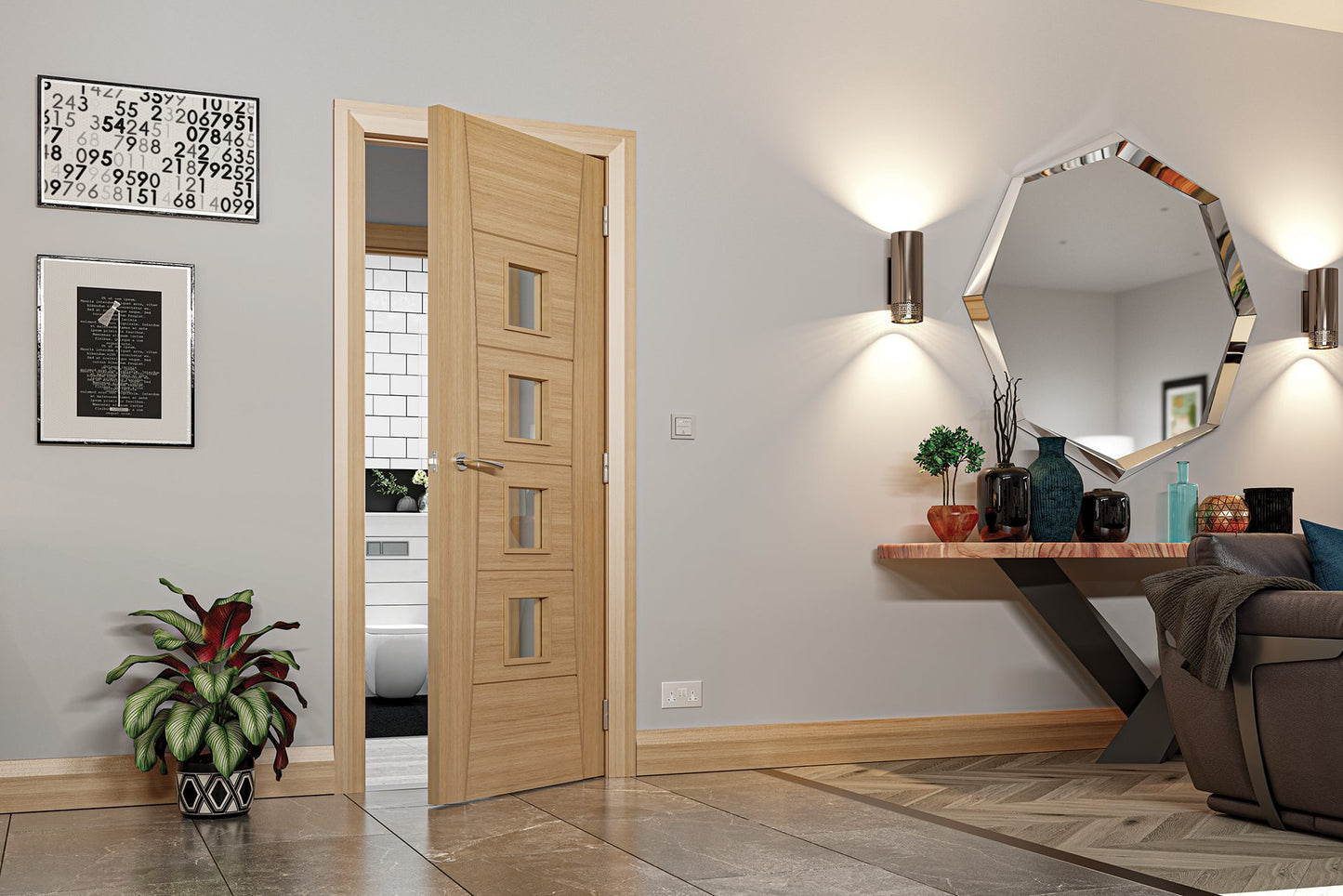 Pamplona Prefinished Oak Glazed Interior Door