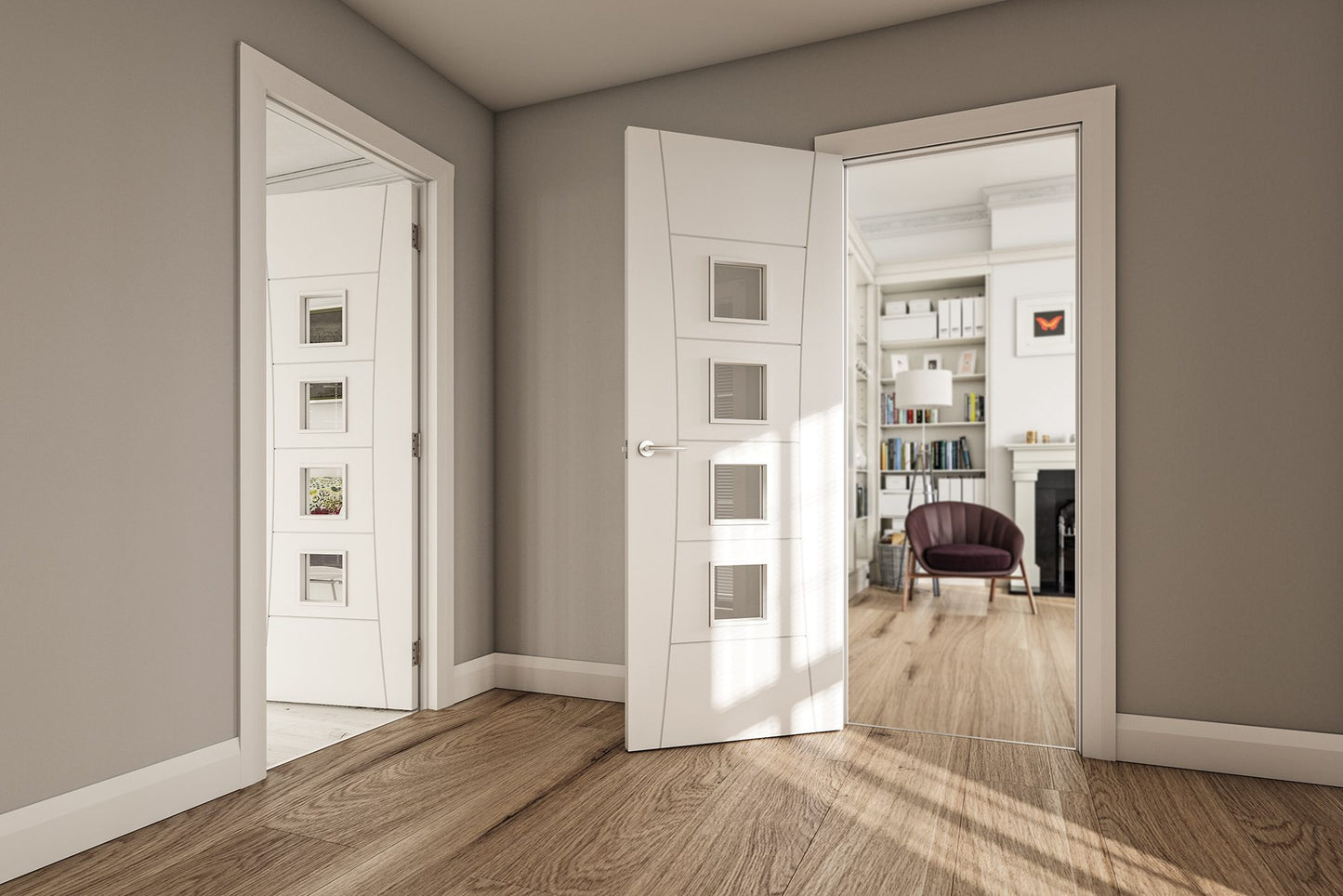 Pamplona White Primed Glazed Fire Door