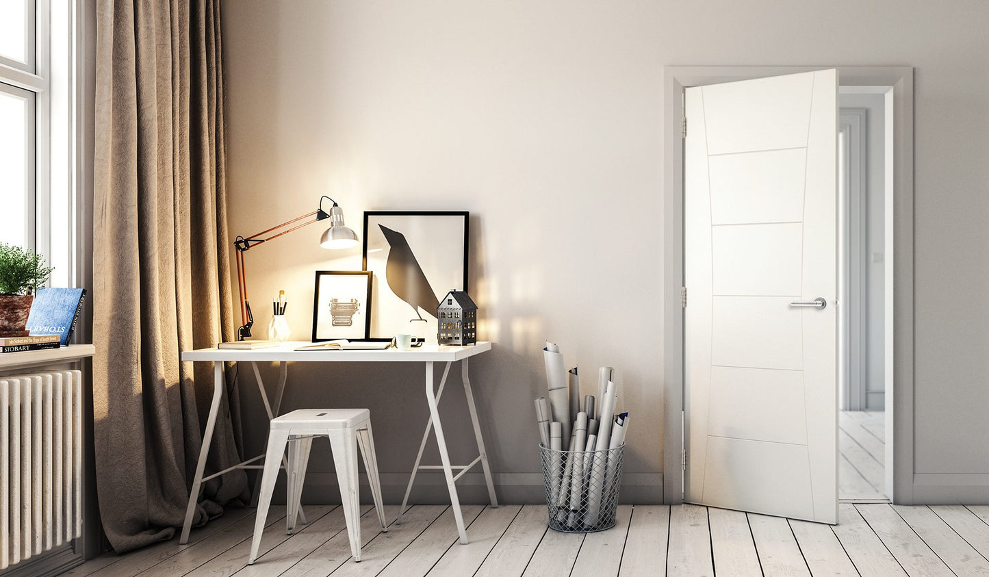 Pamplona White Primed Fire Door