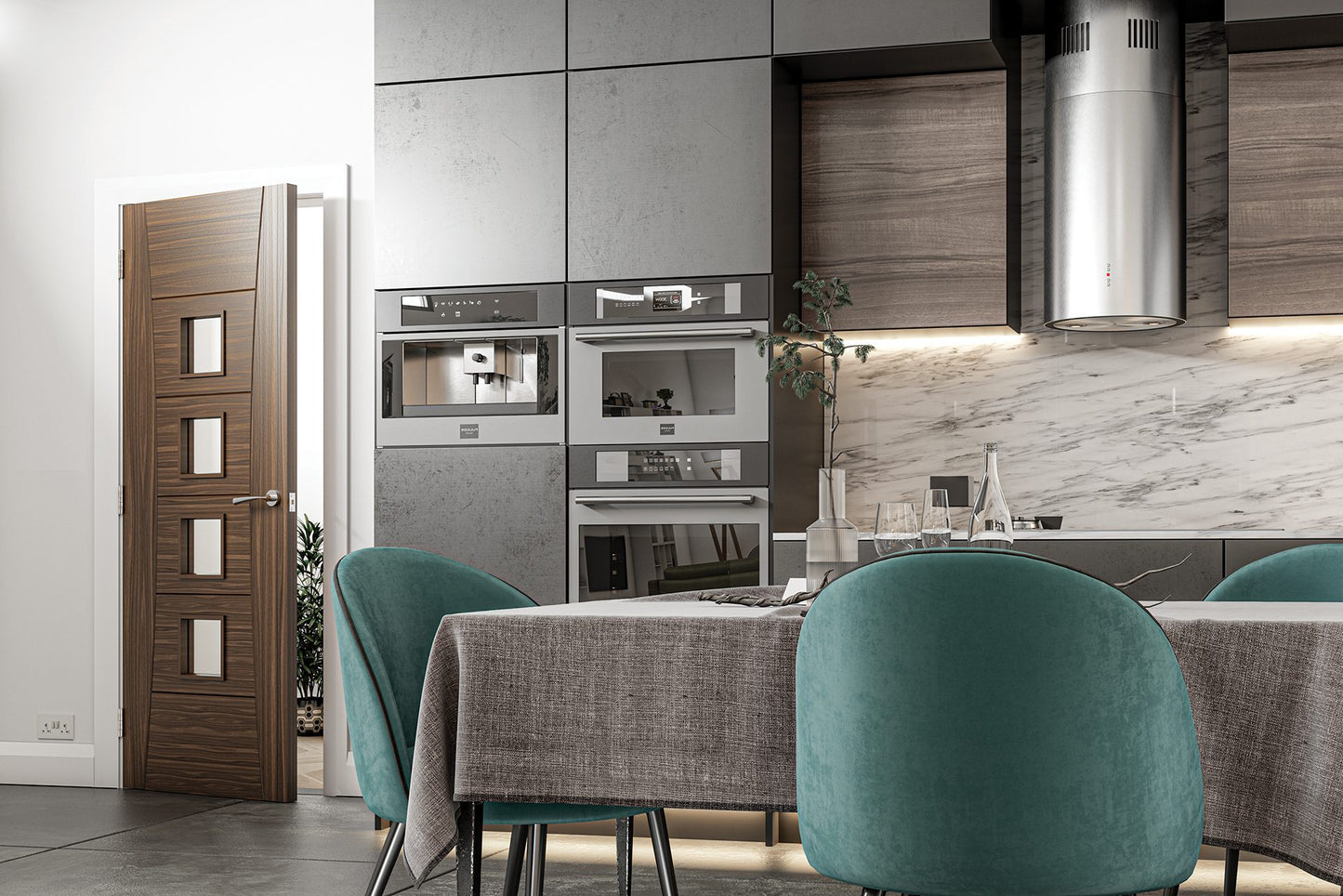 Pamplona Prefinished Walnut Glazed Interior Door