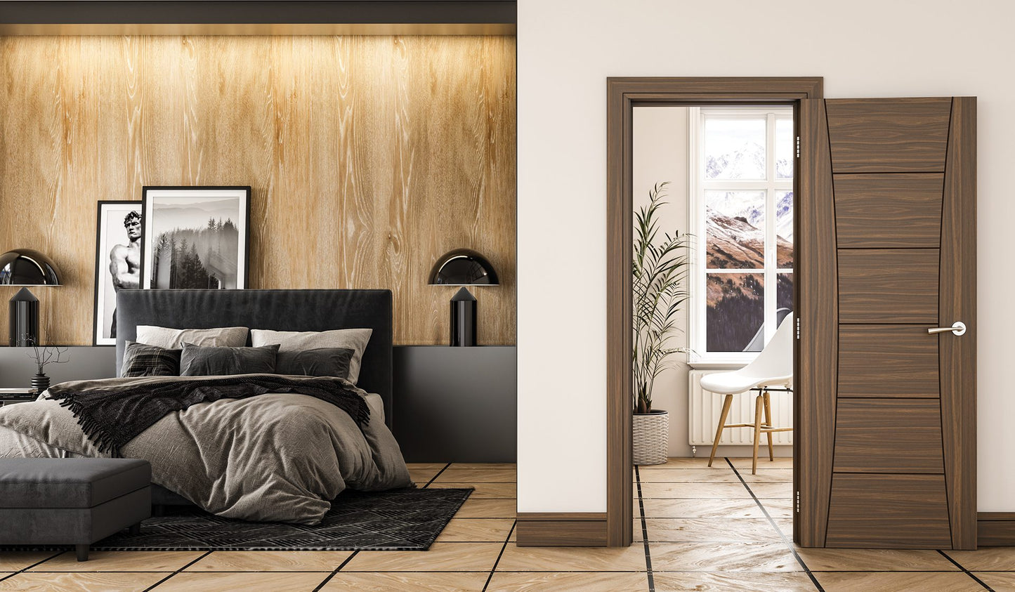 Pamplona Prefinished Walnut Fire Door