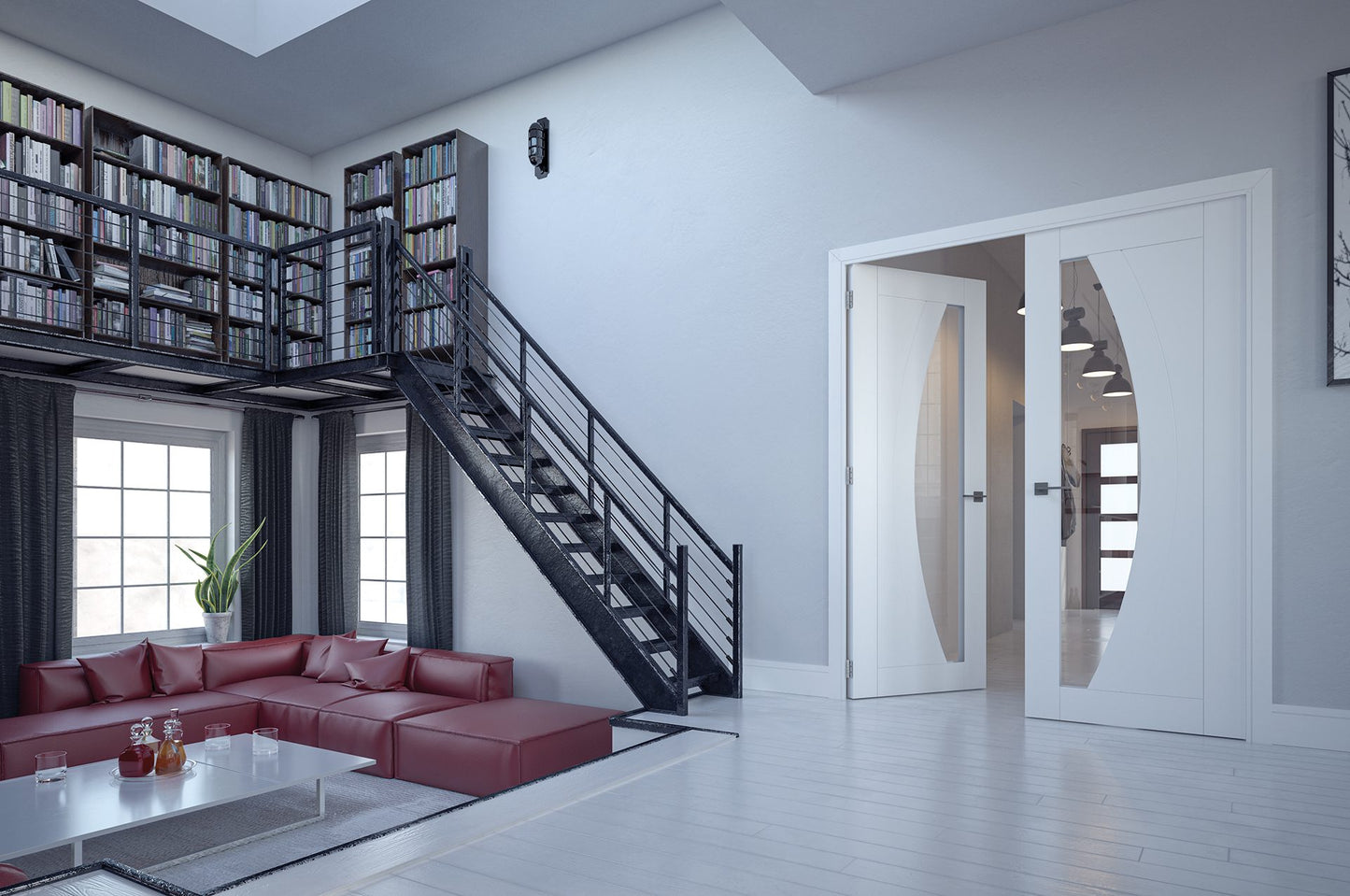 Ravello White Primed Glazed Interior Door