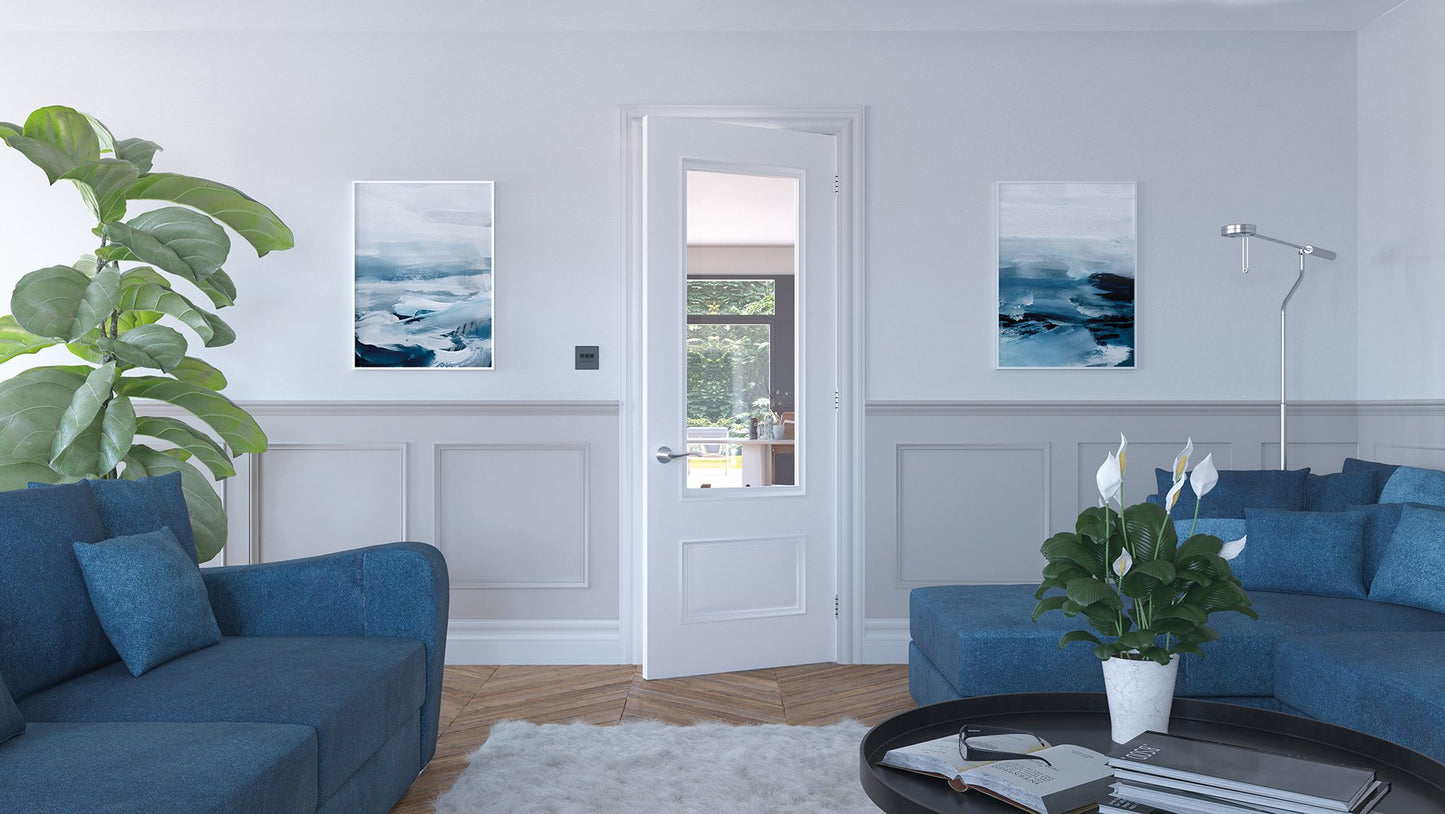 Sandringham White Primed Glazed Interior Door