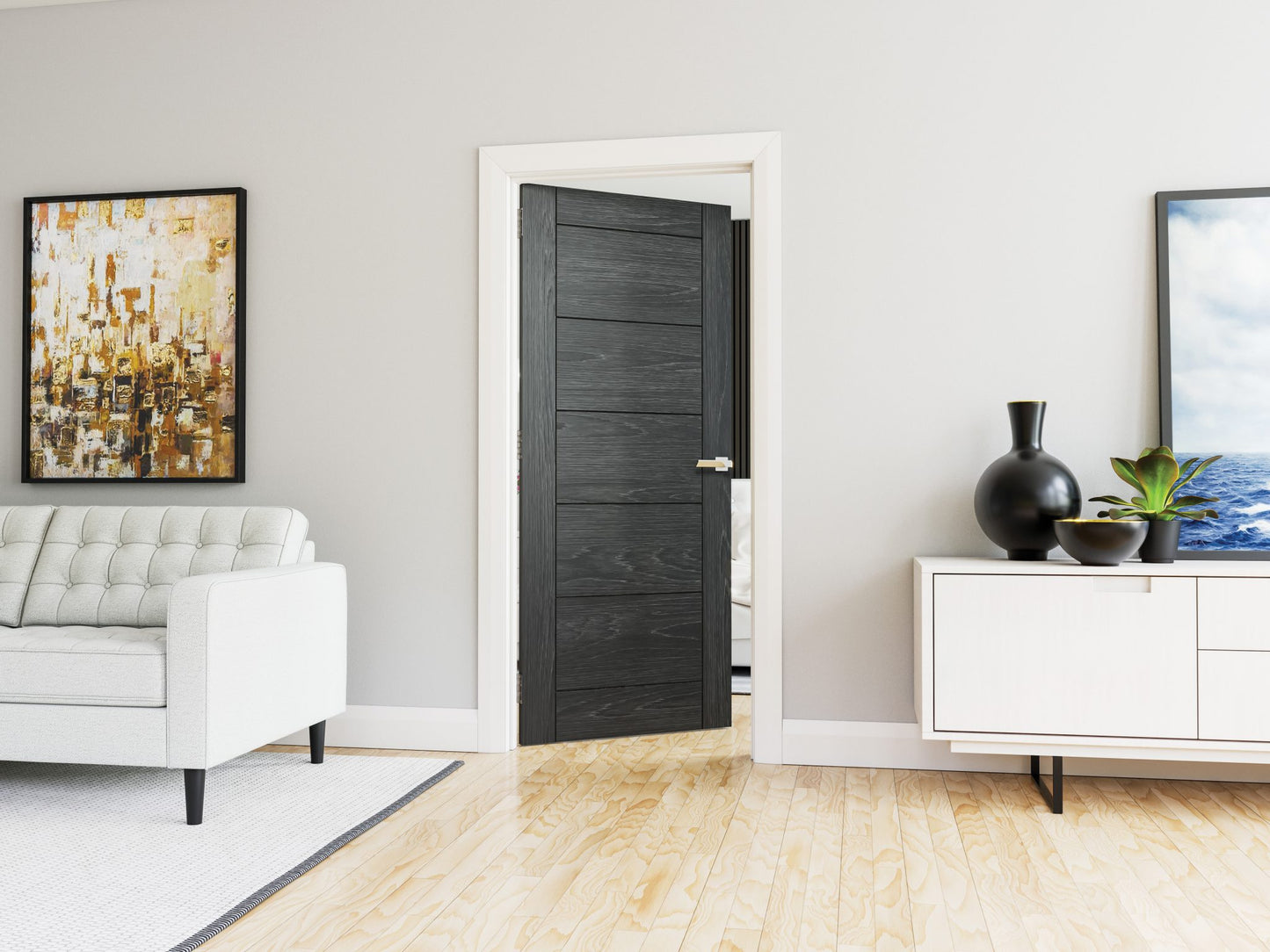 Seville Brushed Black Oak Interior Door