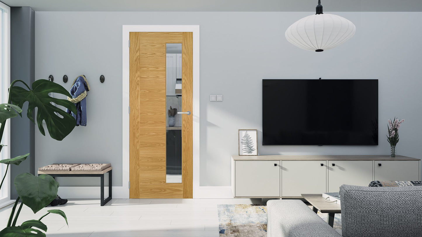 Seville Prefinished Oak 1SL Glazed Interior Door