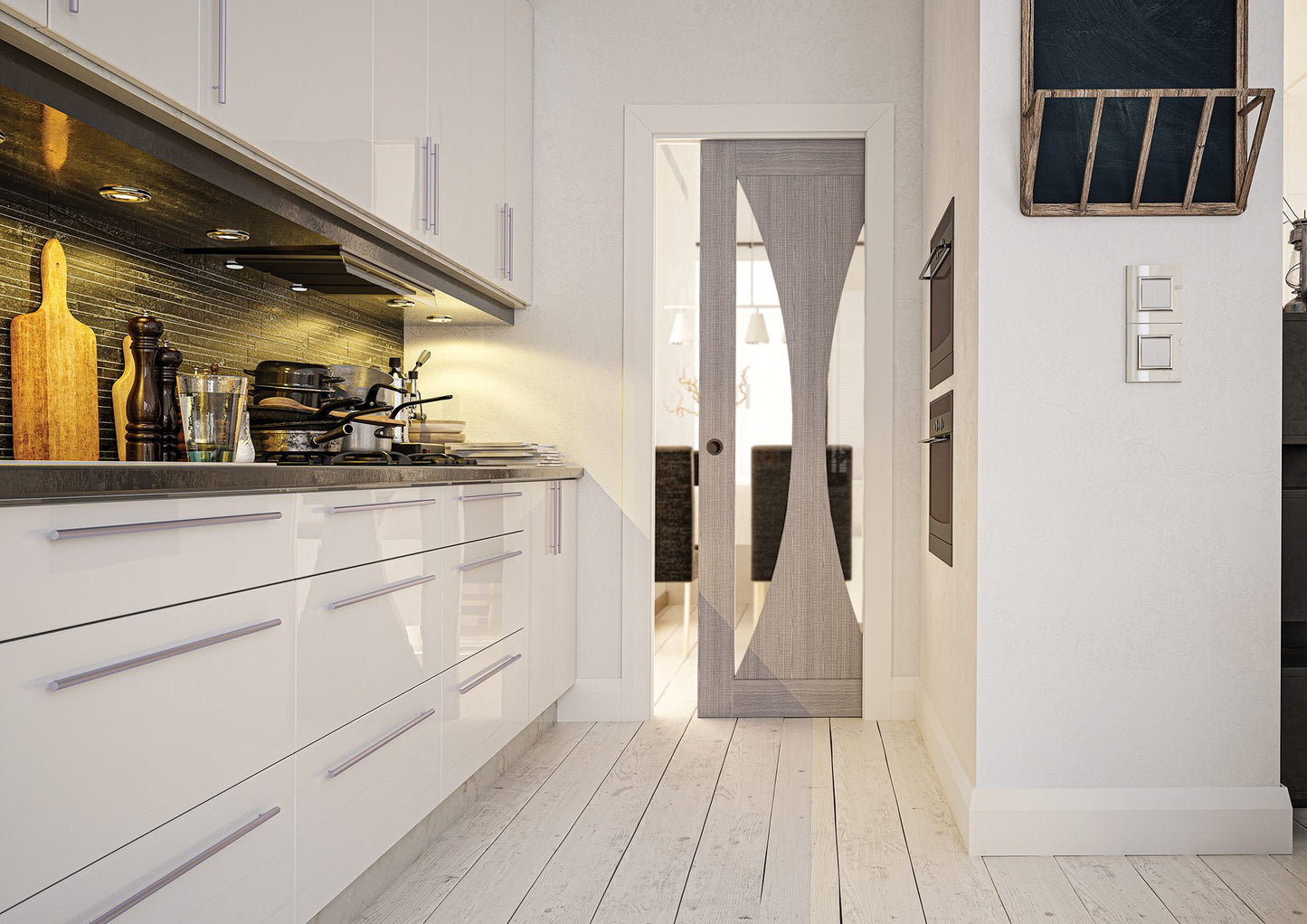 Sorrento Prefinished Light Grey Ash Glazed Interior Door