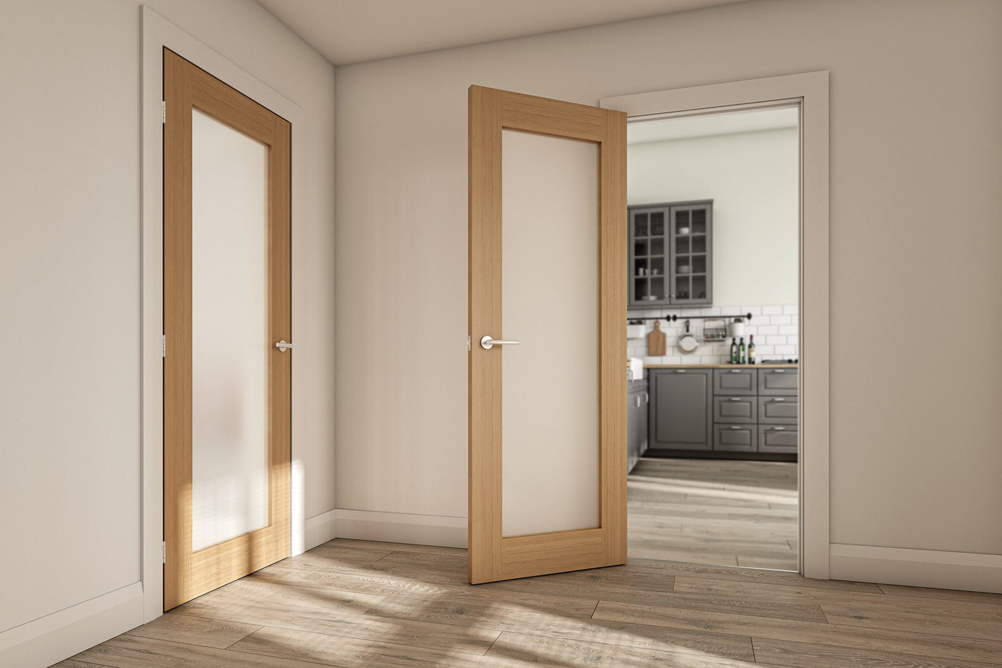 Walden Unfinished Oak Frosted Glazed Interior Door