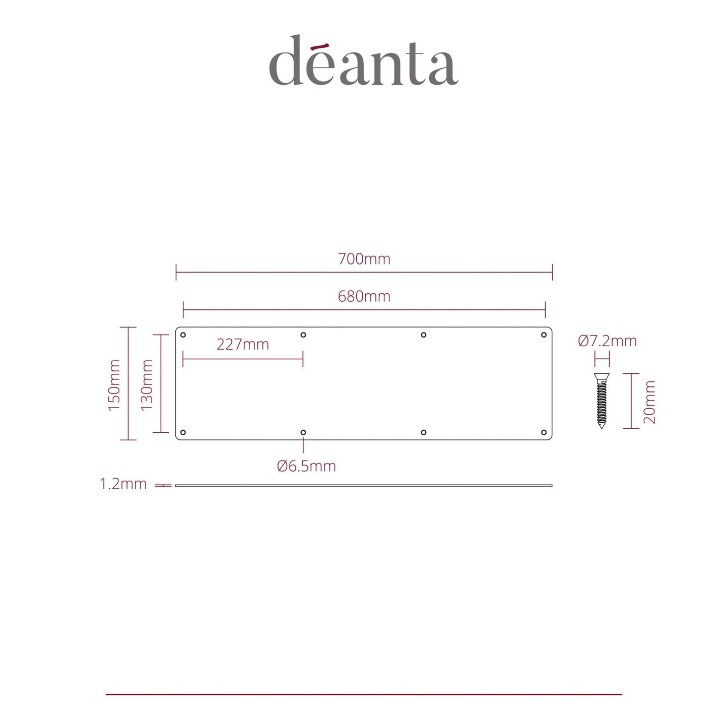 Kick Plate 150mm x 700mm x 1.2mm Satin Stainless Steel Finish