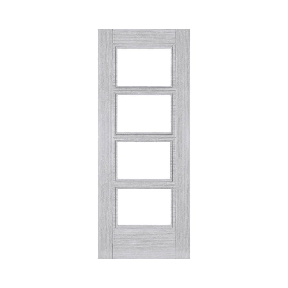 Montreal Prefinished Light Grey Ash Glazed Fire Door