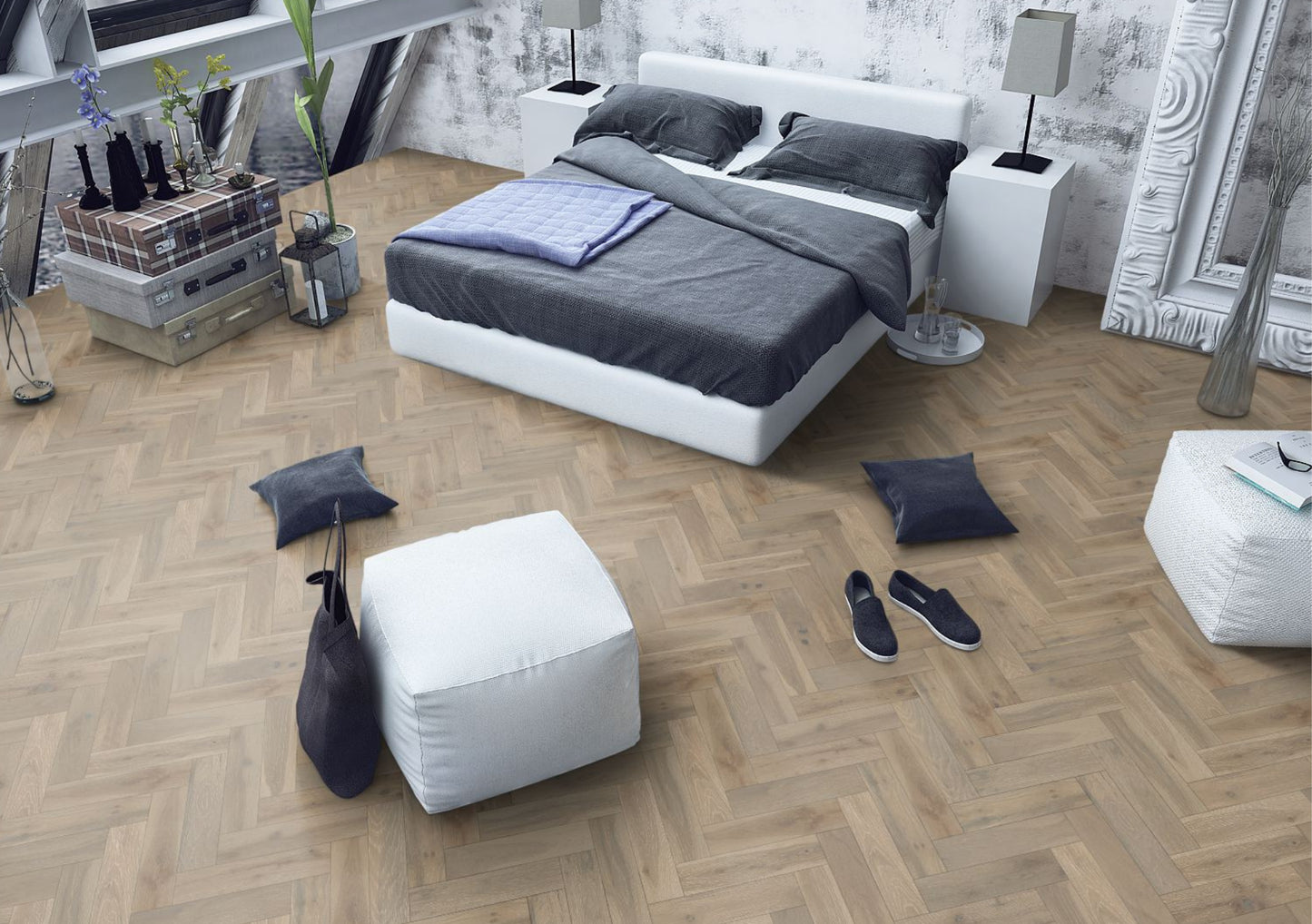 Pearl Grey Oak Herringbone