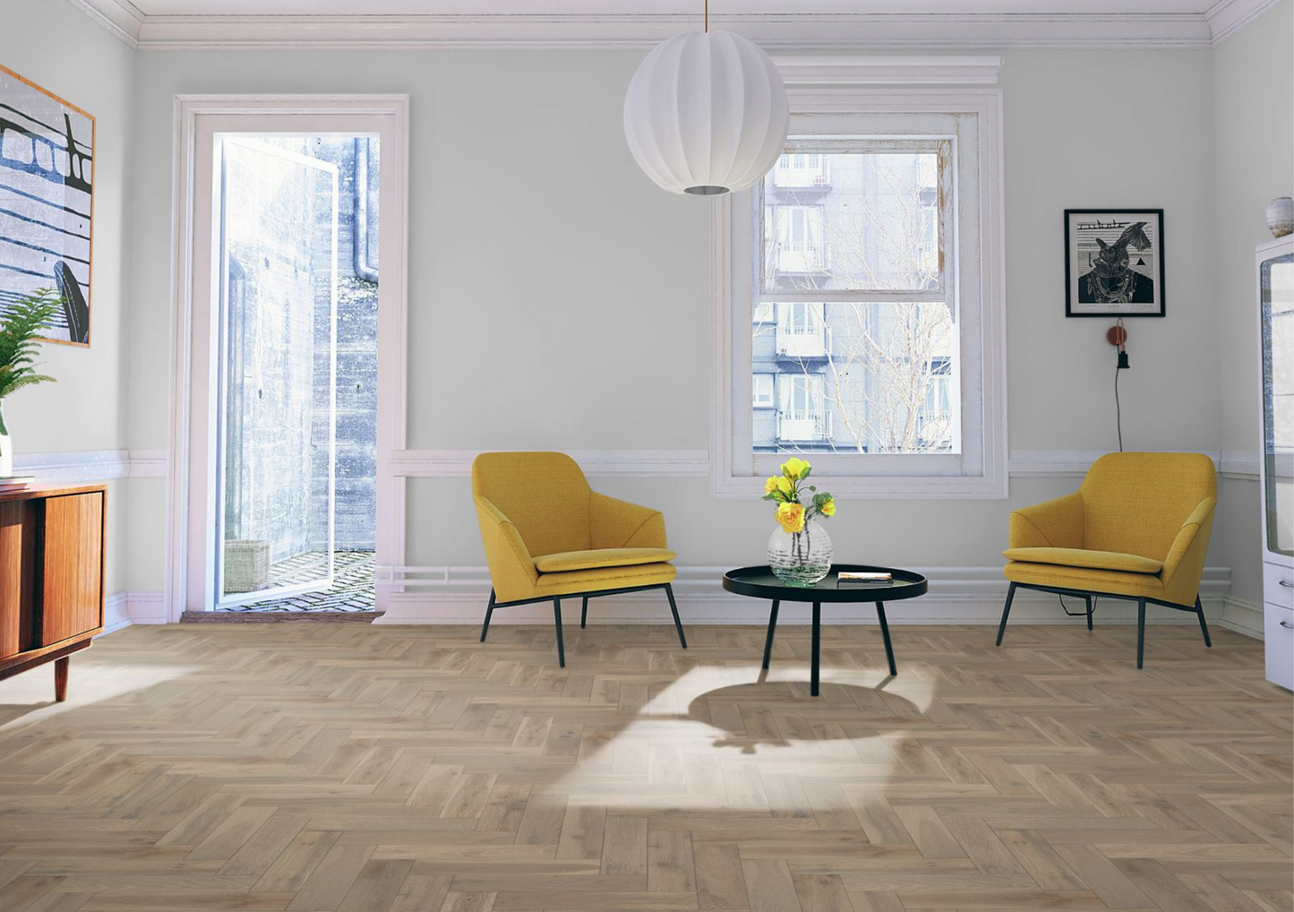 Pearl Grey Oak Herringbone