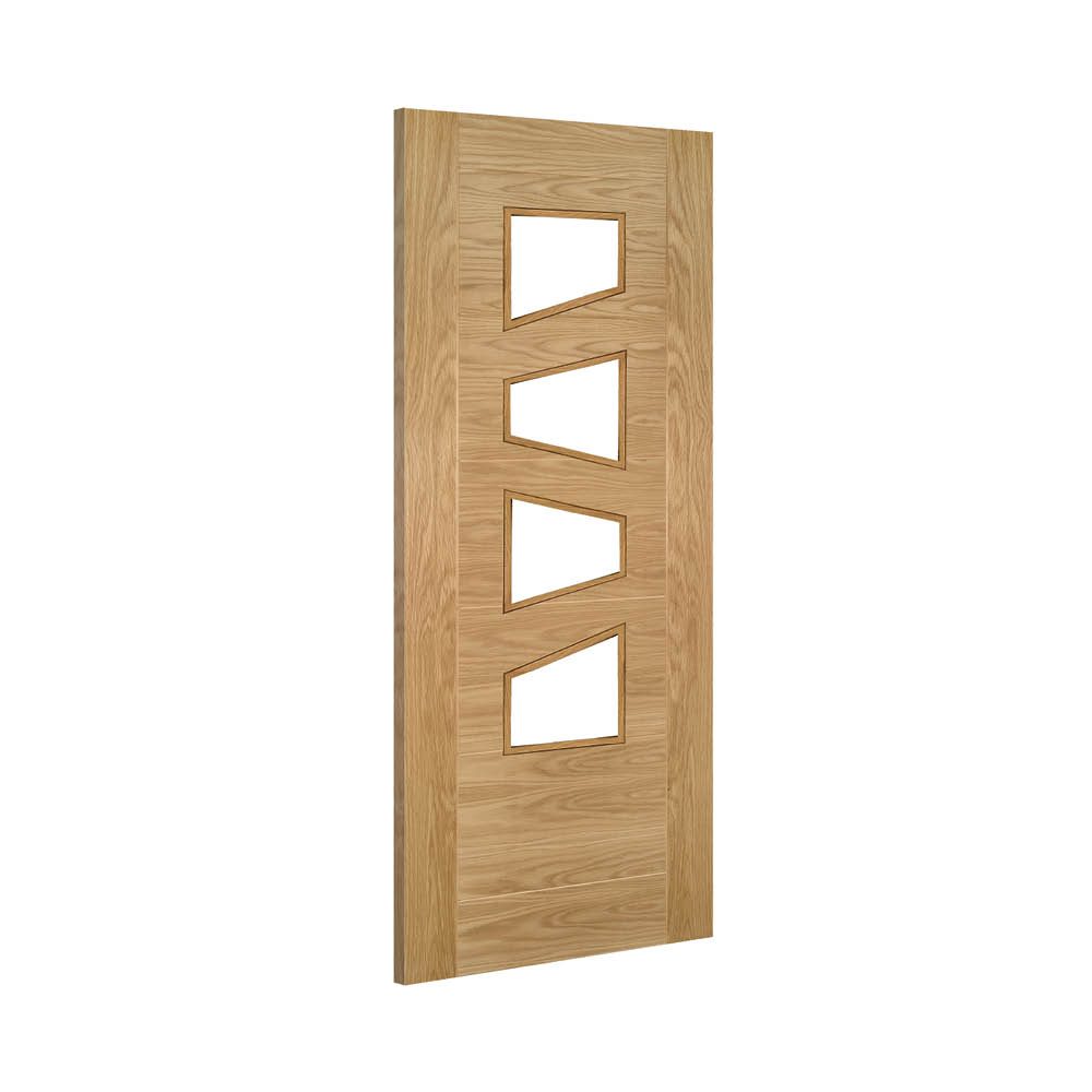 Seville Prefinished Oak 4L Slanted Glazed Interior Door