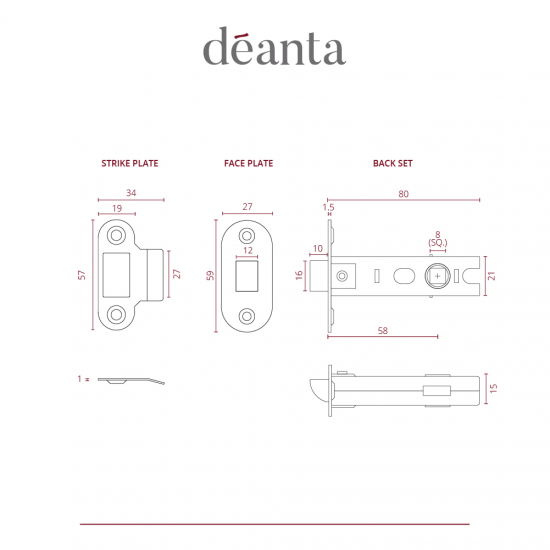 Tubular Latch Satin Nickel Non-Fire Rated