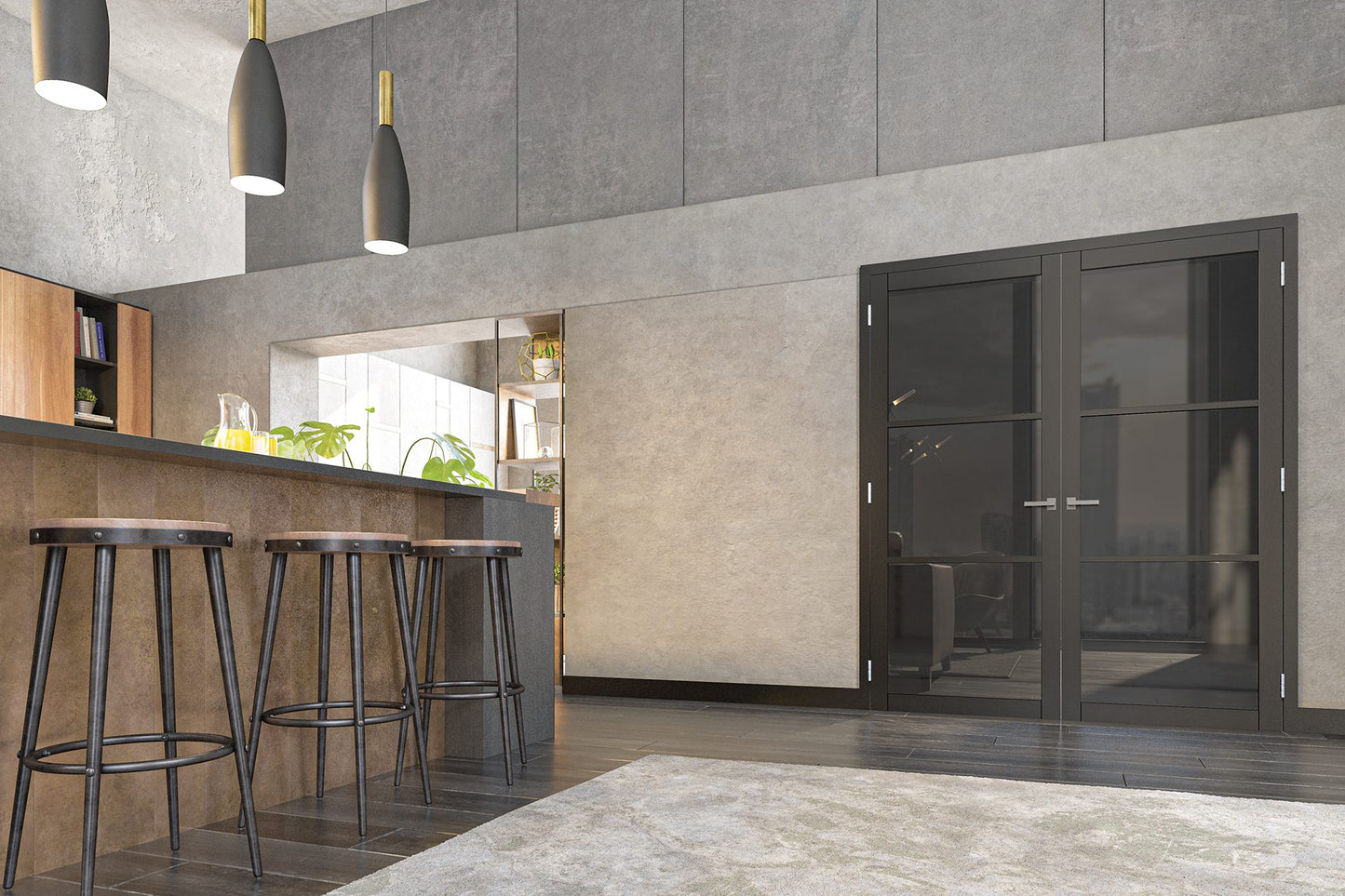 Camden Prefinished Black Tinted Glazed Interior Door