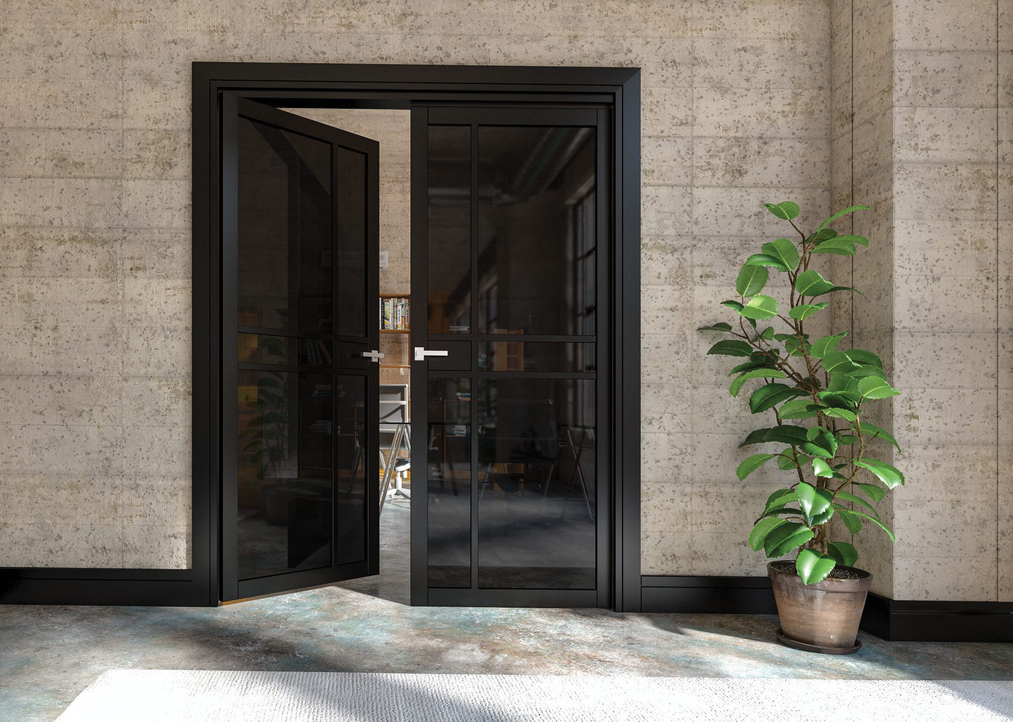 Dalston Prefinished Black Tinted Glazed Interior Door