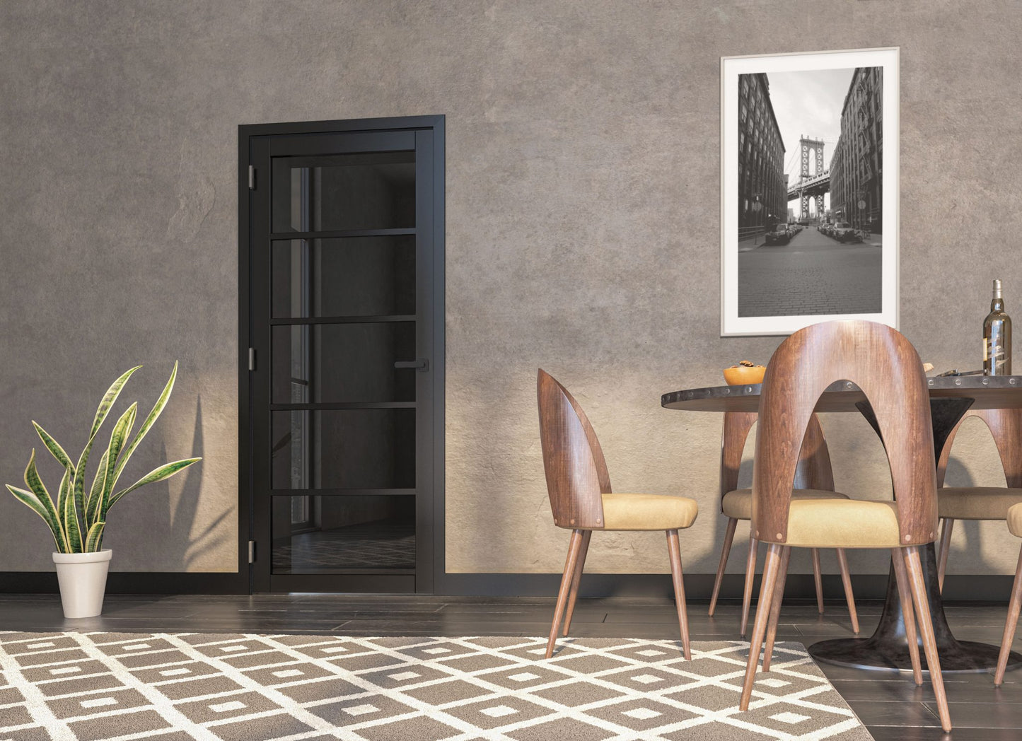 Shoreditch Prefinished Black Tinted Glazed Interior Door