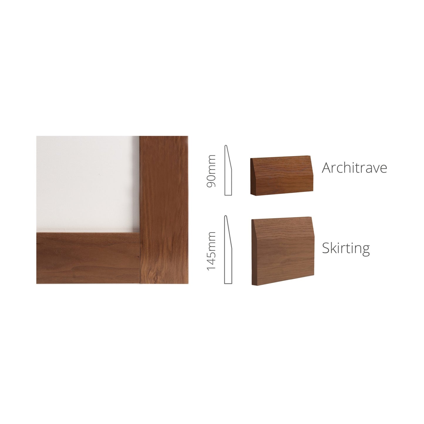 Walnut Half Splayed Skirting & Architrave