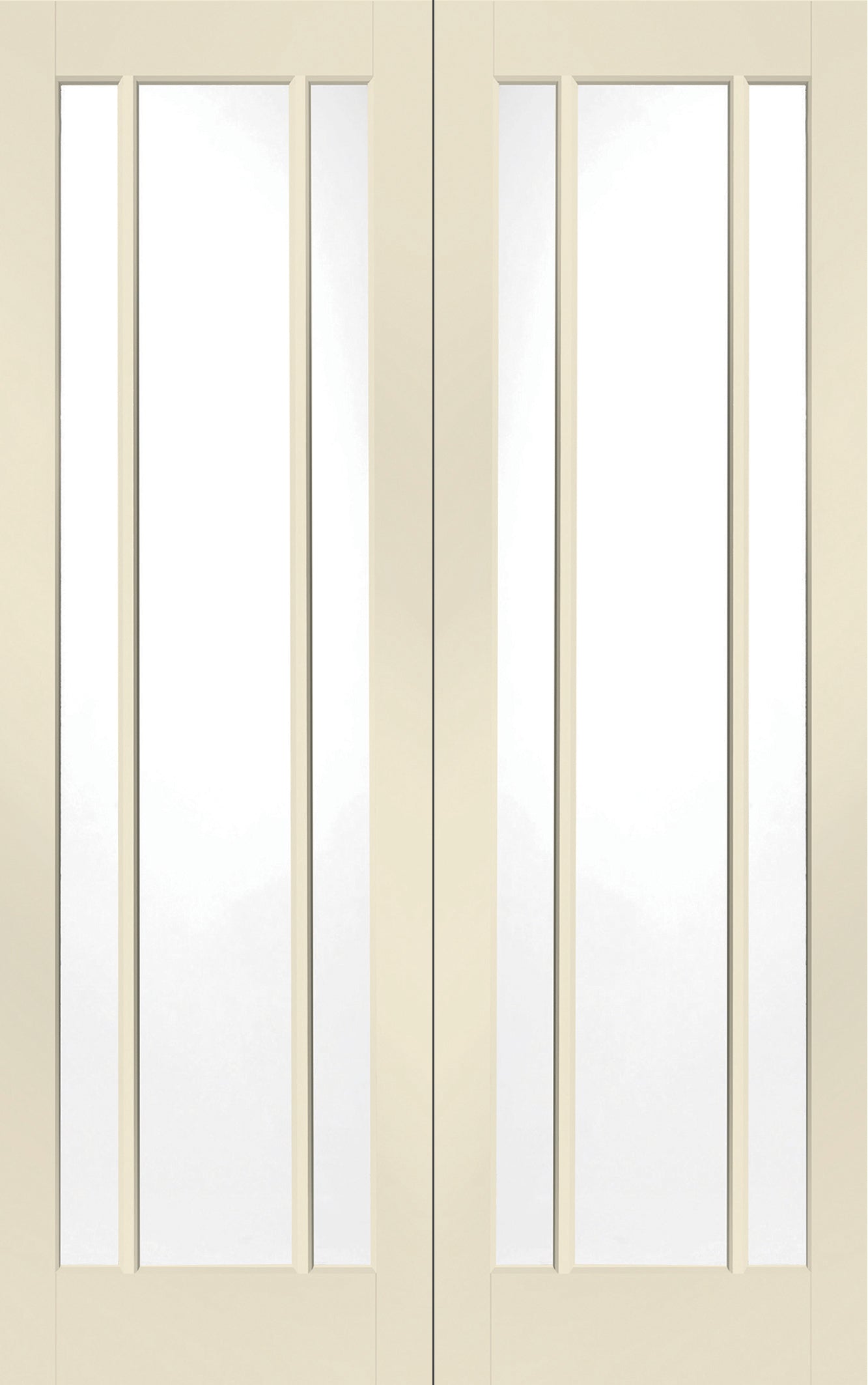 Internal White Primed Worcester Door Pair with Clear Glass Finished in Chantilly
