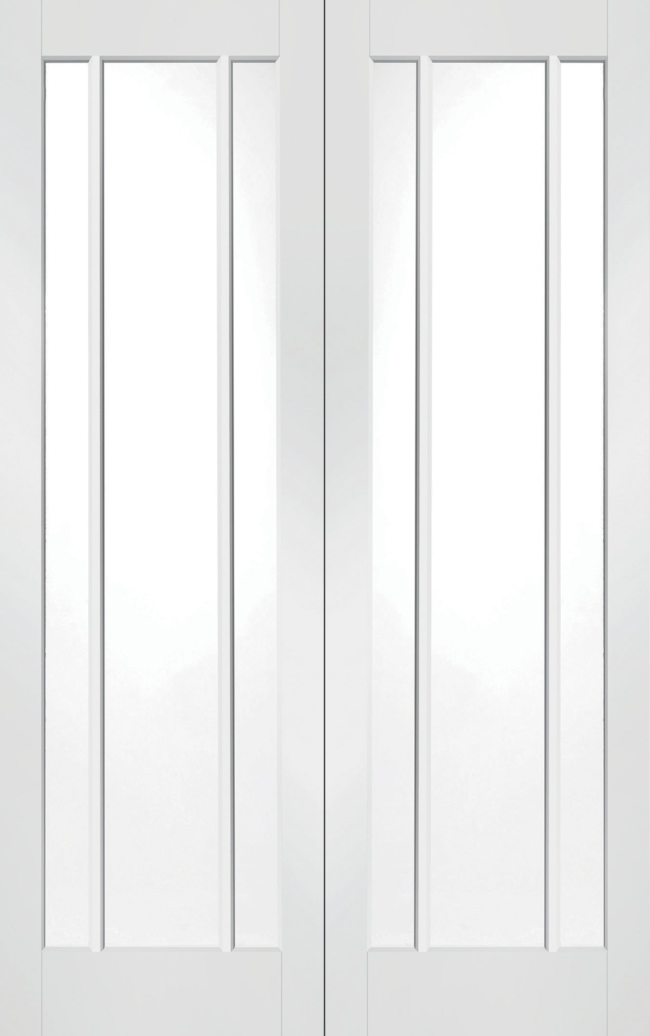 Internal White Primed Worcester Door Pair with Clear Glass Finished in Glacier