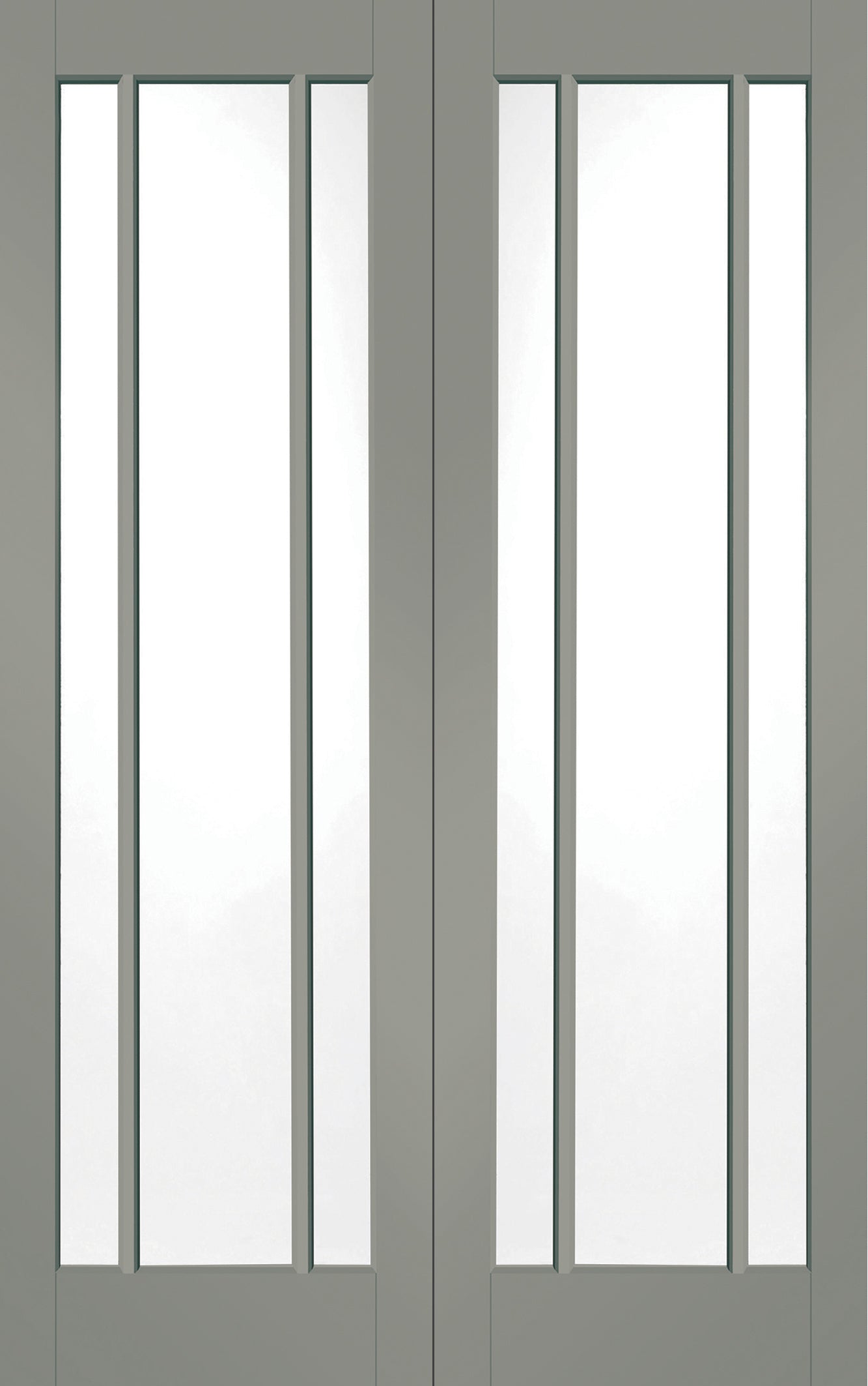Internal White Primed Worcester Door Pair with Clear Glass Finished in Slate