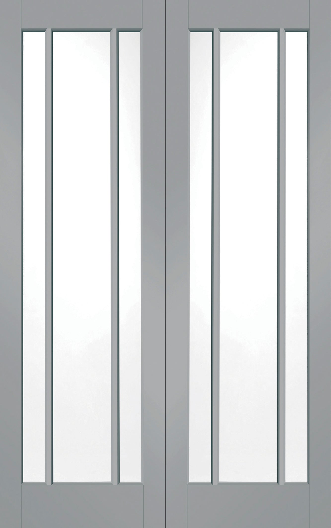 Internal White Primed Worcester Door Pair with Clear Glass Finished in Storm