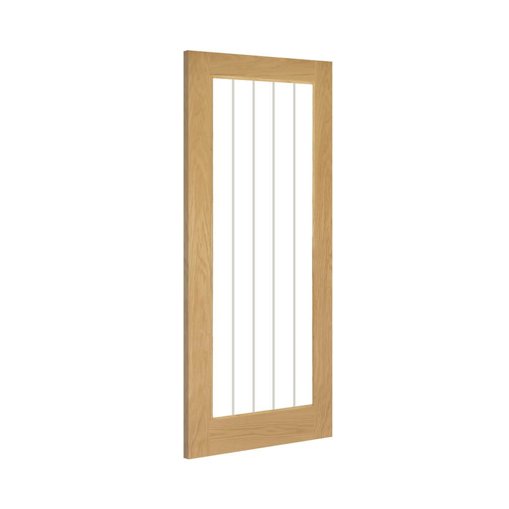 Ely Unfinished Oak 1L Full Glazed Interior Door