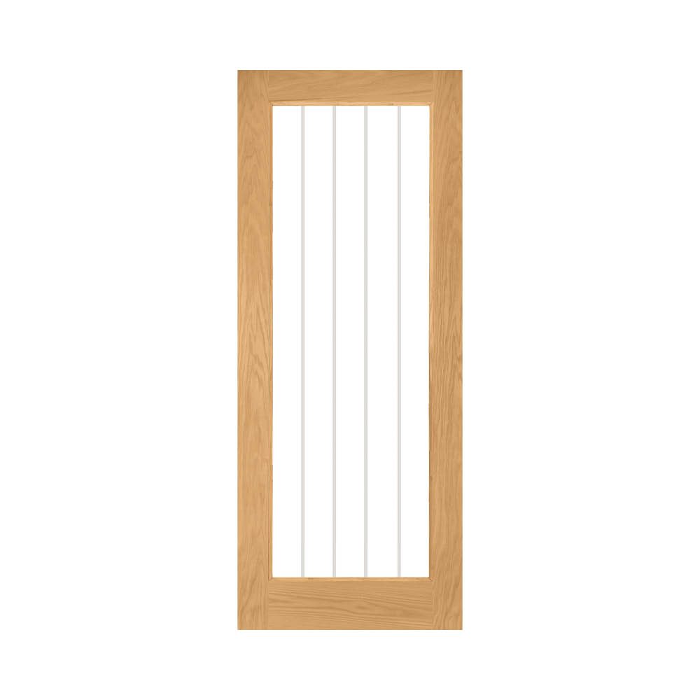 Ely Unfinished Oak 1L Full Glazed Interior Door
