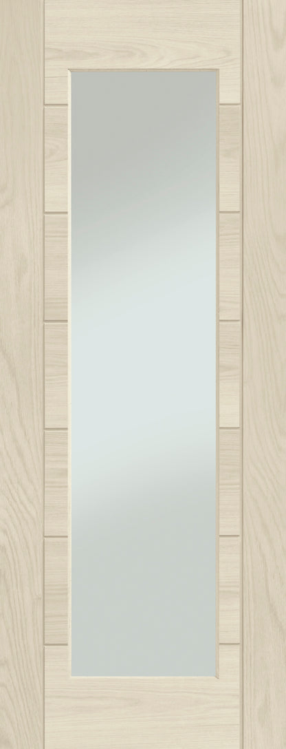 Palermo Essential 1 Light Internal Oak Door with Clear Glass Stained in Blanco