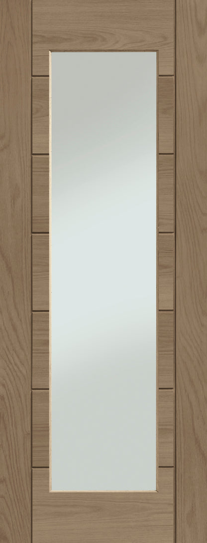 Palermo Essential 1 Light Internal Oak Door with Clear Glass Stained in Cappuccino