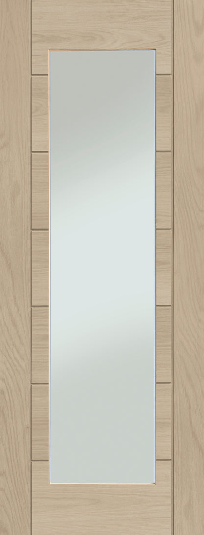 Palermo Essential 1 Light Internal Oak Door with Clear Glass Stained in Latte