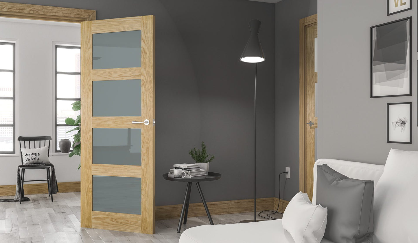 Coventry Prefinished Oak Glazed Interior Fire Door