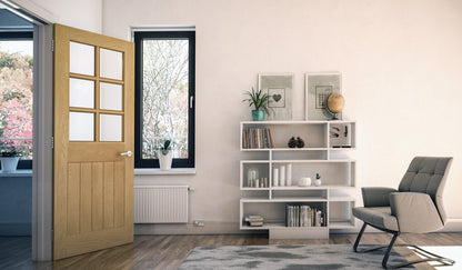Ely Unfinished Oak 6L Glazed Interior Door