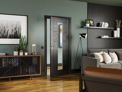 Seville Brushed Black Oak Glazed Interior Door