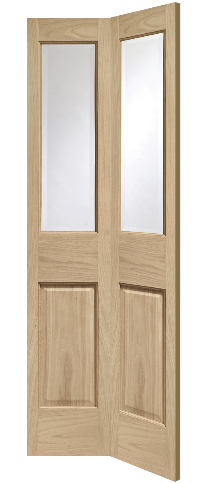 Malton Bi-Fold Internal Oak Door with Clear Bevelled Glass