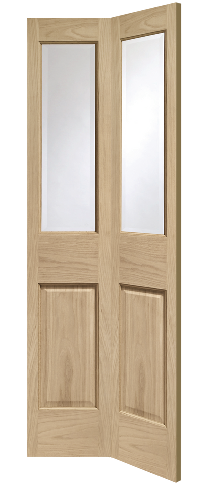 Malton Bi-Fold Internal Oak Door with Clear Bevelled Glass