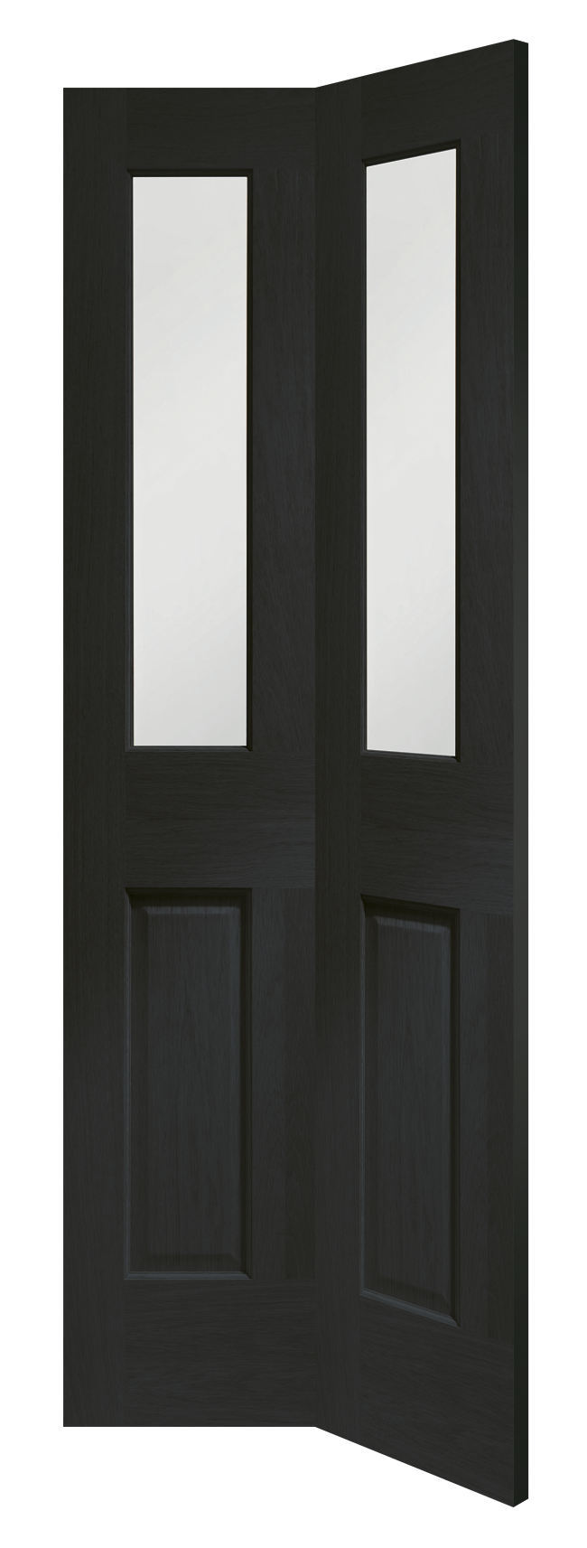 Malton Bi-Fold Internal Oak Door with Clear Bevelled Glass Stained in Americano